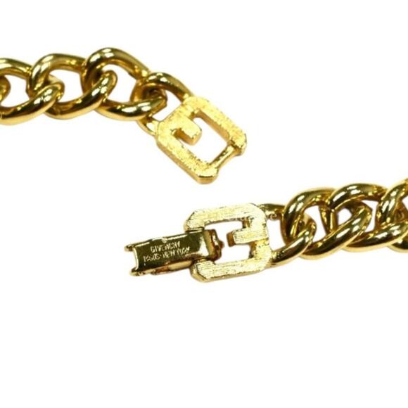 Vintage Givenchy -Gold Crystal Logo Link Chain Necklace 24” - Picture 12 of 15